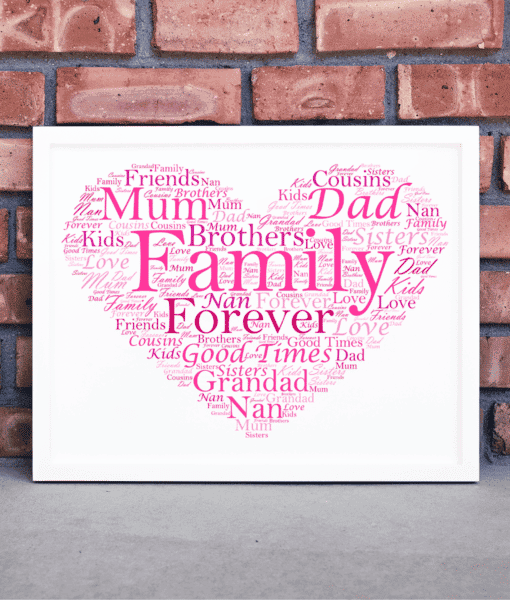 Personalised Love Heart Word Art Print Engagement Gifts