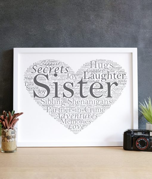 Personalised Love Heart Word Art Print Engagement Gifts