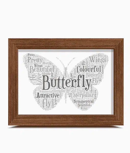 Personalised Butterfly Word Art Picture Frame Gift Animal Prints