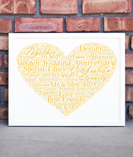 Personalised Golden Wedding 50th Anniversary Word Art Gift Anniversary Gifts