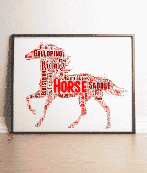 HORSE WORD ART PERSONALISED UNIQUE CHRISTMAS PRESENT BIRTHDAY GIFT IDEA HIM HER 
