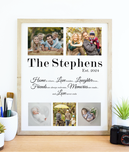 Personalised Family Photo Collage Frame – Family Picture Print Family