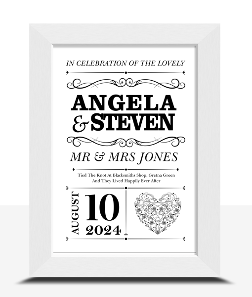 Personalised Wedding Frame Gift for Bride and Groom Gifts For Couples