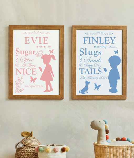 Personalised gift for baby – Childs Name Meaning – Personalised Nursery Print Baby Shower Gifts