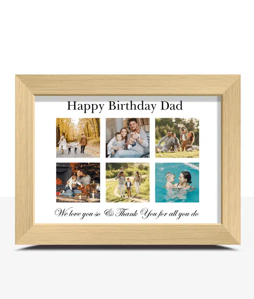 Personalised Dad Birthday Gift – Photo Collage Frame Fathers Day Gifts