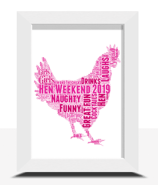 Personalised Hen Word Art Print – Hen Party Gift Idea Animal Prints