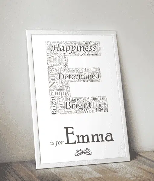 Personalised Letter – Name Initial Word Art Print Gift Baby Shower Gifts