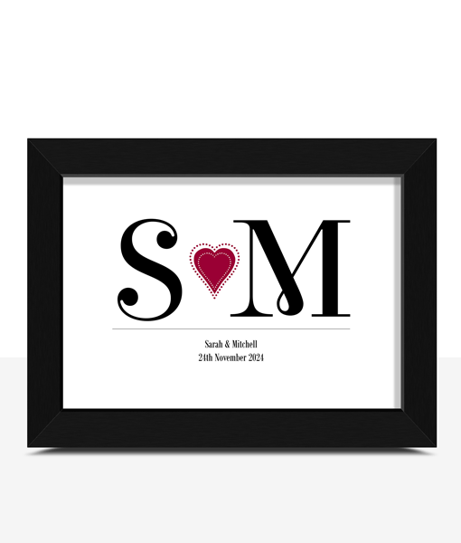 Personalised Couples Initials Print Anniversary Gifts