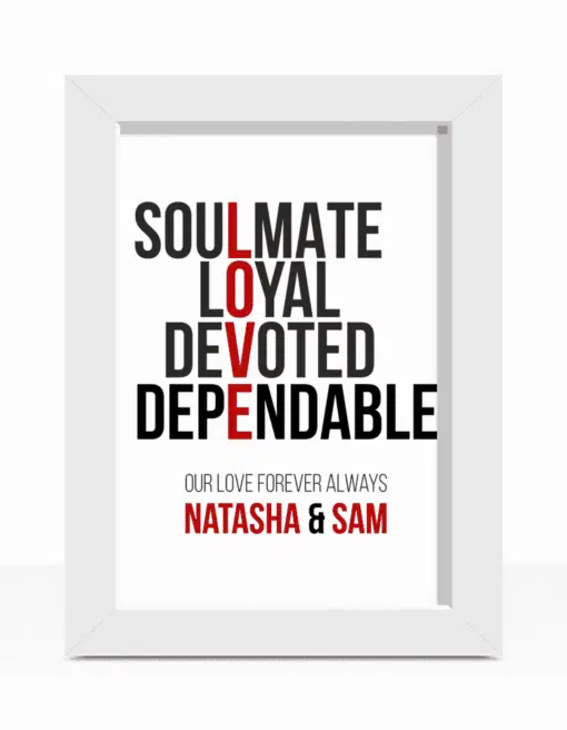 Personalised Love Typography Print Engagement Gifts