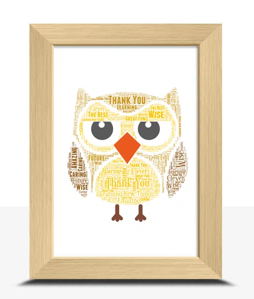 Personalised Owl Word Art – Teacher Gift Animal Prints