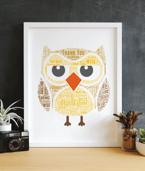 Personalised Owl Word Art Gift Animal Prints