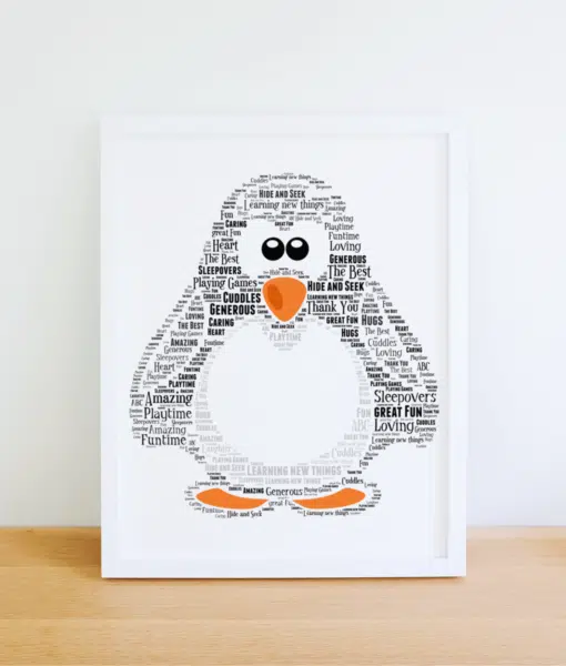 Personalised Penguin Word Art Gift Animal Prints