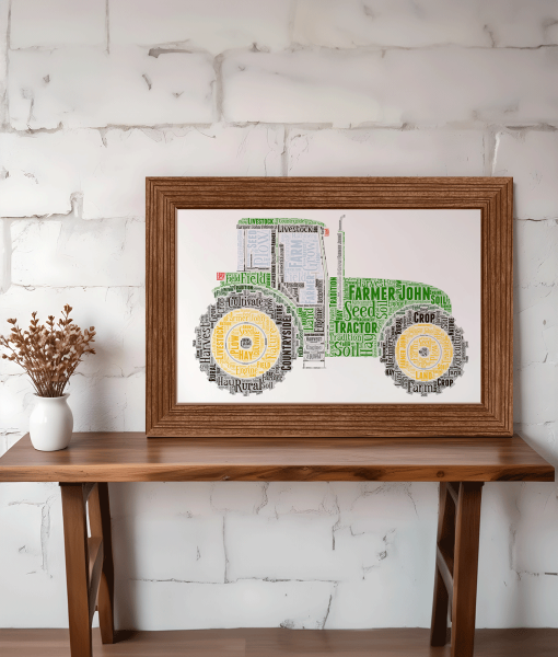 Personalised Tractor Word Art Picture Frame Christening Gifts