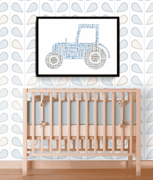 Personalised Tractor Word Art Picture Frame Christening Gifts
