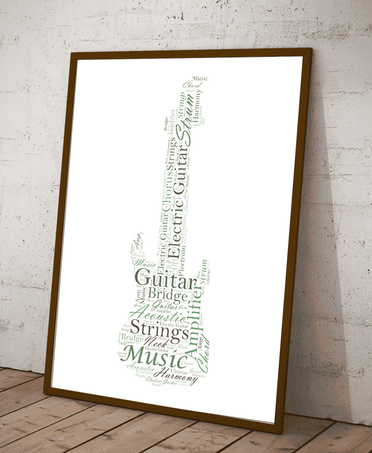 Personalised Electric Guitar Picture Word Art Print Gift