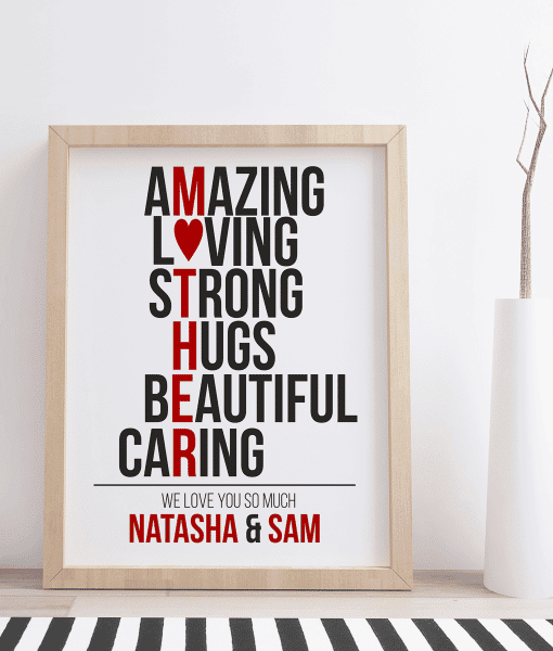 Mother’s Typography Print Gift – Mums Gift Gifts For Her