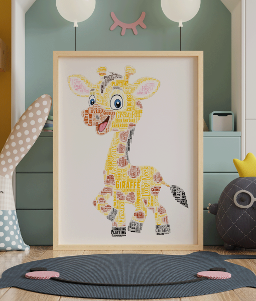 Personalised Giraffe Word Art Print Animal Prints