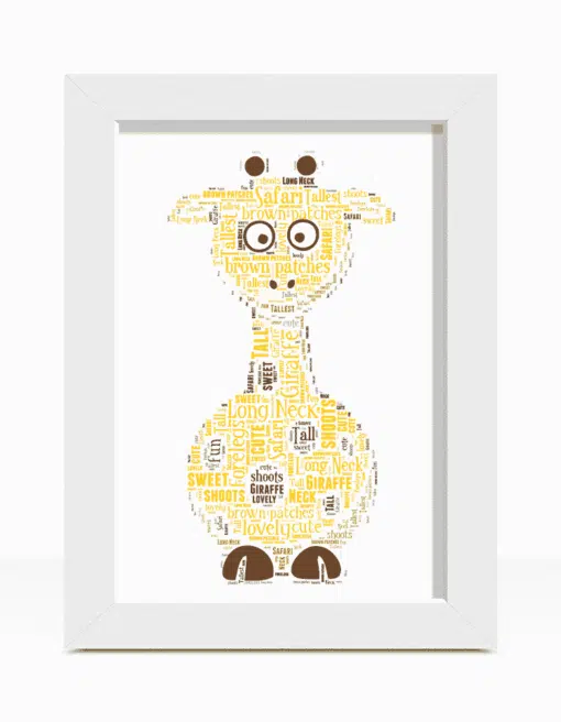 Personalised Giraffe Word Art Print Animal Prints