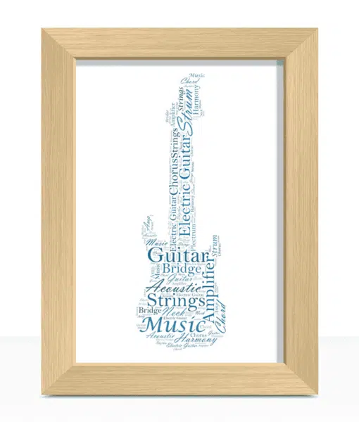 Personalised Electric Guitar Picture Word Art Print Gift Fathers Day Gifts