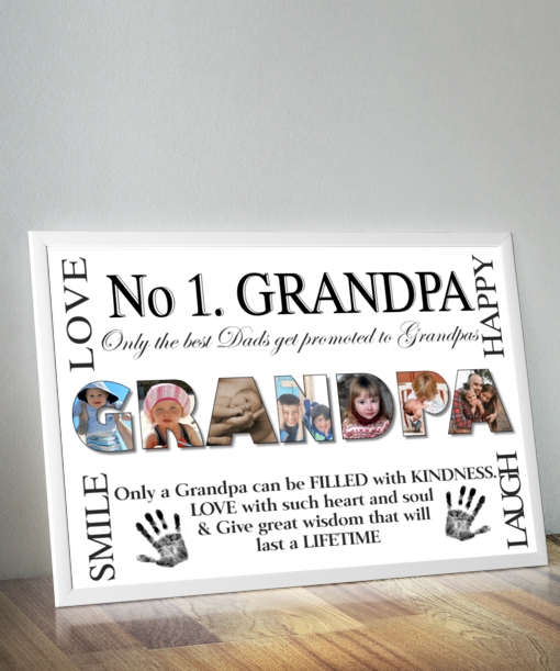 No 1 GRANDPA Personalised Photo Collage Picture Frame Gift Fathers Day Gifts