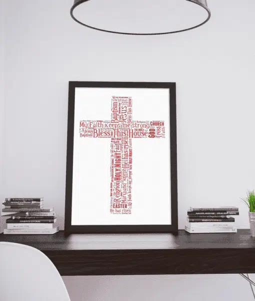Cross Shape Word Art Christening Gifts