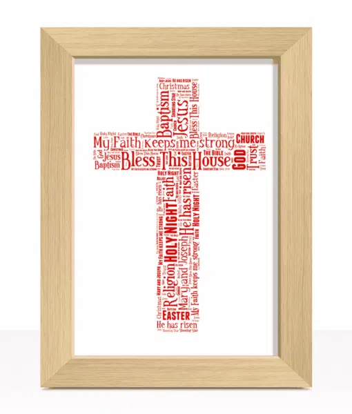 Cross Shape Word Art Christening Gifts