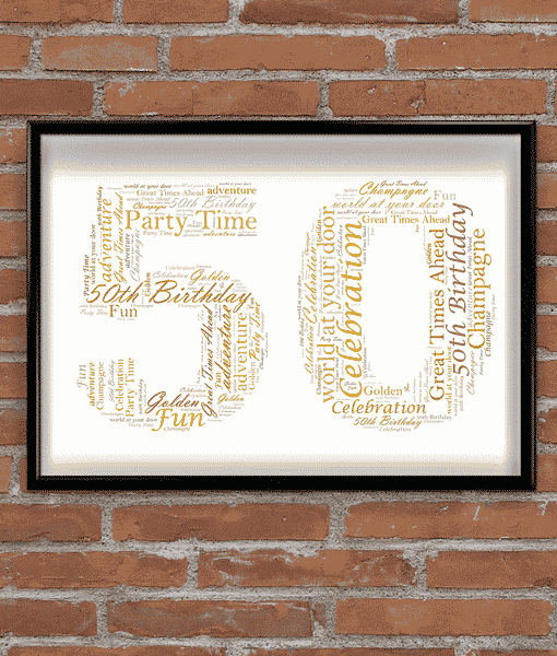 Details about  / 50th BIRTHDAY WORD ART PERSONALISED FIFTY PRESENT ANY COLOURS /& WORDS HIM