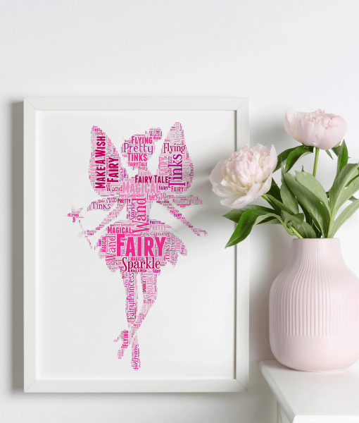 Personalised Fairy Word Art Picture Gift Gifts For Children