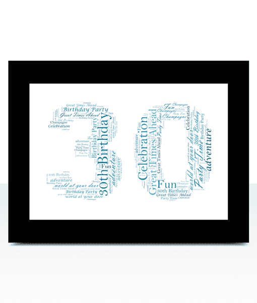 Unique 30th Birthday or Anniversary Word Art Frame Gift Anniversary Gifts