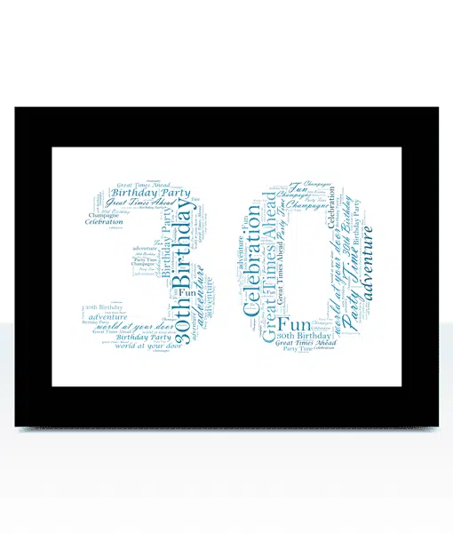 Personalised 30th Birthday or Anniversary Word Art Frame Gift Anniversary Gifts