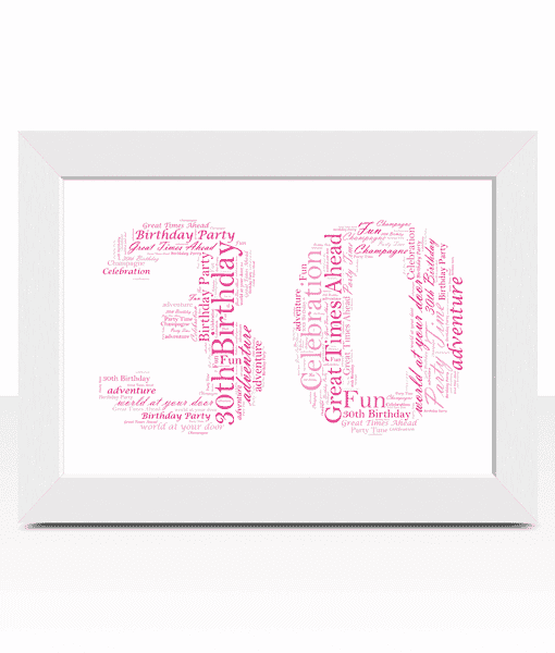 Unique 30th Birthday or Anniversary Word Art Frame Gift Anniversary Gifts