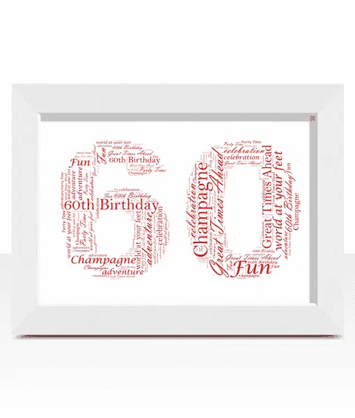 60th Birthday or Anniversary Word Art Gift Anniversary Gifts