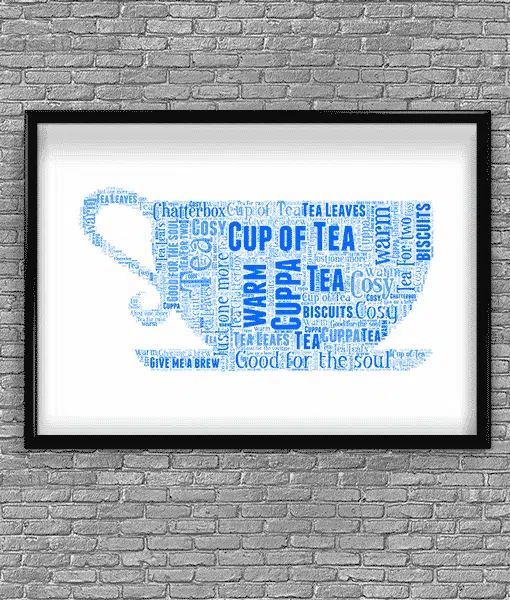 Personalised Tea Cup and Saucer Word Art Picture Gift Food And Drink