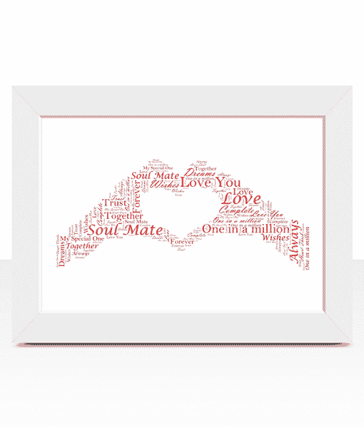 Personalised Hand Heart Word Art Gift Engagement Gifts