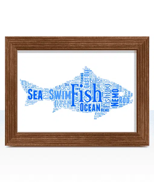 Fish Shape Word Art Print Animal Prints