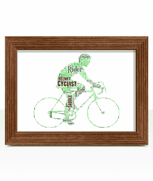 Personalised Mens Cycling Gift – Bike Rider Word Art Gifts For Him