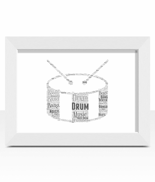 Drum Word Art Print – Brass Band Drummer Personalised Gift Music Gifts