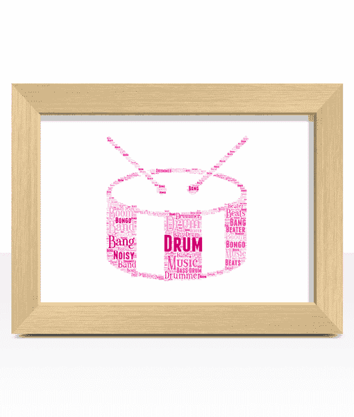 Drum Word Art Print – Brass Band Drummer Personalised Gift Music Gifts
