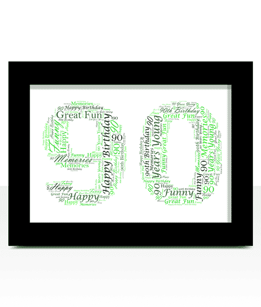Personalised 90th Birthday Word Art Picture Gift Birthday Gifts
