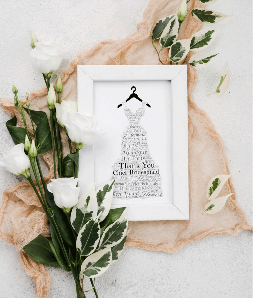 Bridesmaid Dress Word Art – Wedding Thank You Gift Thank You Gifts