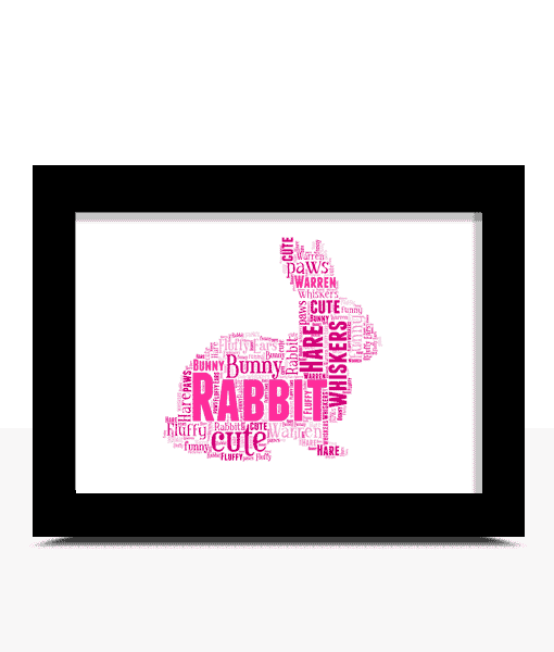 Personalised Rabbit Word Art Picture Print Gift Animal Prints