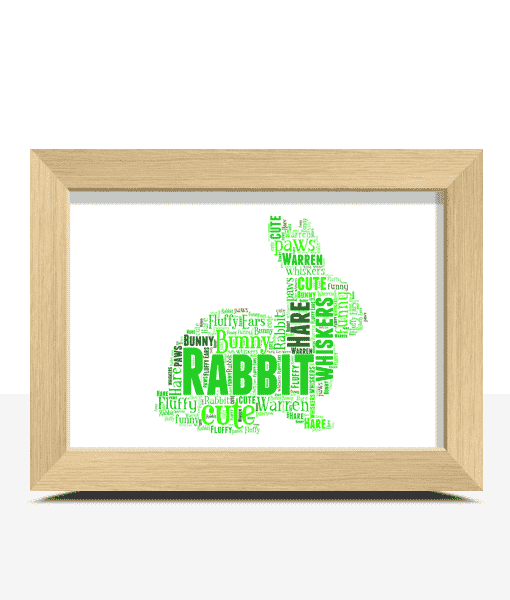 Personalised Rabbit Word Art Picture – Bunny Lover Gift Animal Prints