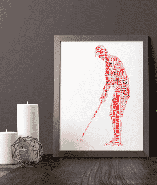 Male Golfer – Golf Word Art Print Sport Gifts