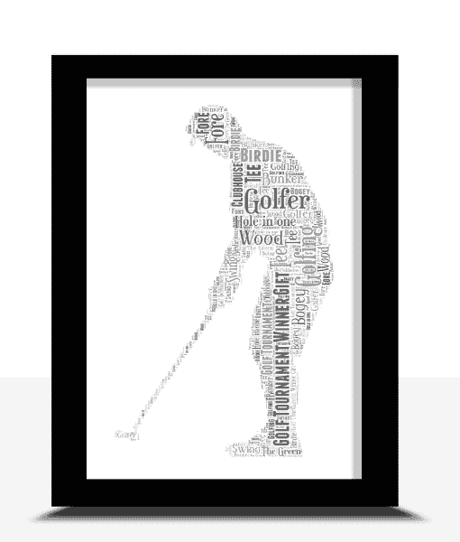 Male Golfer Word Art Print – Personalised Mens Golf Gift Sport Gifts