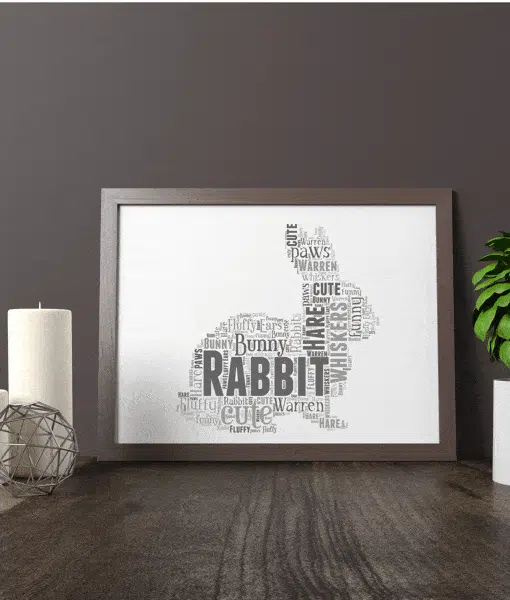 Personalised Rabbit Word Art Picture Print Gift Animal Prints