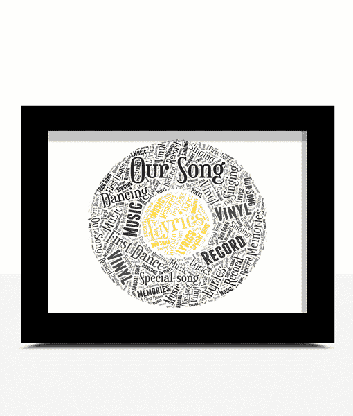 Personalised Vinyl Record Word Art Frame – Vinyl Record Gift Print Music Gifts