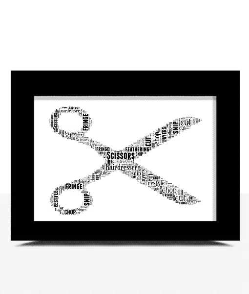 Scissors Word Art Print – Gift for Hairdressers or Craft Lovers