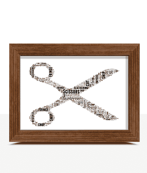 Scissors Word Art Print – Gift for Hairdressers or Craft Lovers