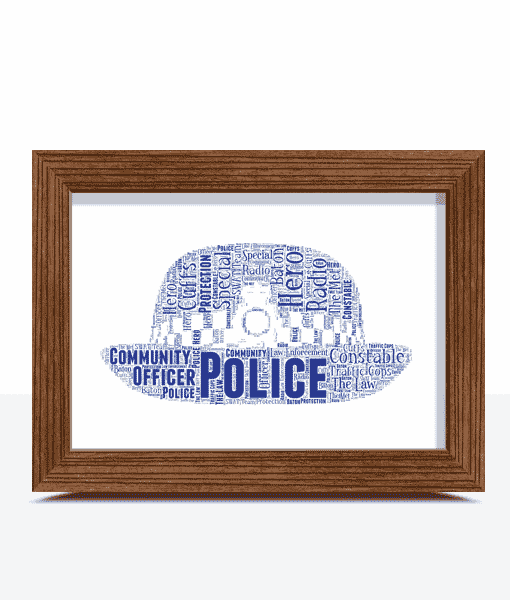 Policewoman Hat Word Art Print – Female Police Officer Gift Gifts For Her