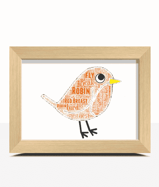Personalised Robin Word Art Picture Christmas Gift Animal Prints